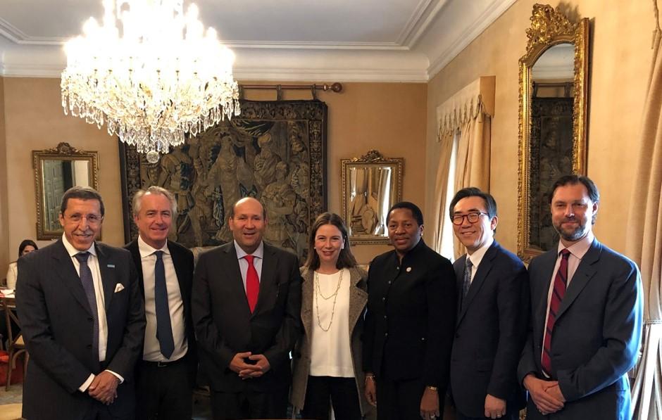 Executive Board Presidents with Colombia’s Minister of Foreign Affairs a.i., Adriana Mejía (middle), the Resident Coordinator a.i. and WFP Country Director, Carlo Scaramella (second from the left), and the Head of the Resident Coordinator Office, Pontus Ohrstedt (first from the right). Photo: WFP Colombia