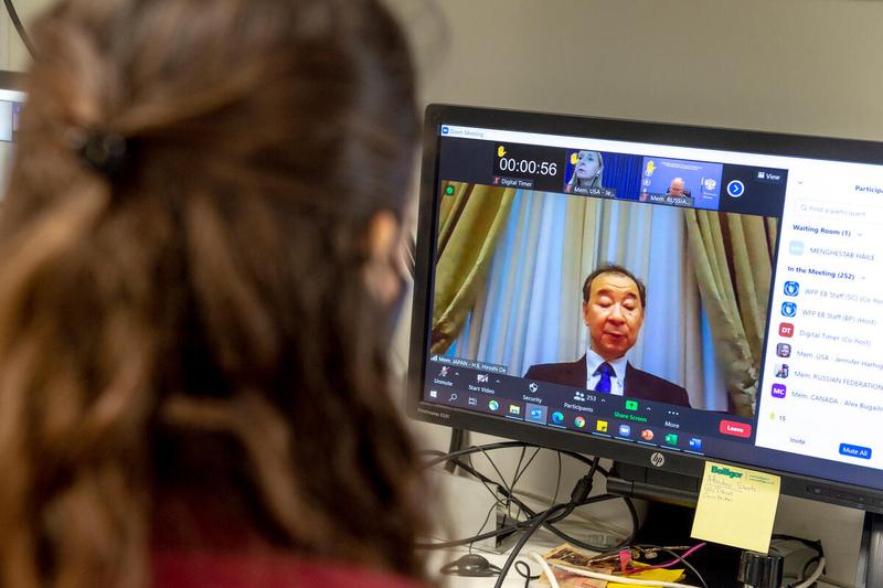 WFP HQ Rome, Italy, 21 June 2021 - In the Photo: intervention by H.E. Mr. Oe Hiroshi, Ambassador of Japan to Italy - (connected remotely). - Photo: WFP/Giulio D'Adamo