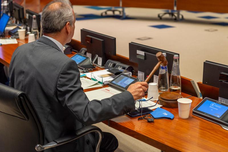 WFP HQ Rome, Italy, 22 June 2021 - In the Photo: Intervention by Ambassador H.E. Mr. Luis Fernando Carranza Cifuentes, Guatemala and President of the WFP EB 2021 Photo: WFP/Giulio D'Adamo
