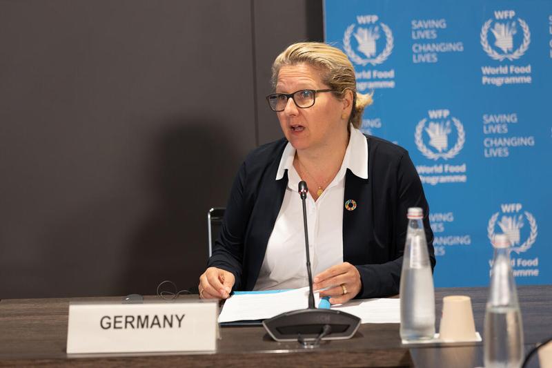 Intervention by H.E. Svenja Schulze, Federal Minister for Economic Cooperation and Development of Germany; The UN World Food Programme hosted an online press briefing on the need for a coordinated and strong international response to the looming global food crisis. Photo: WFP/Massimo Tartaglia