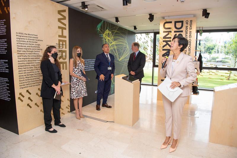Launch of the exhibit on Migration in the Americas: Migratory routes and motivations of people on the move.  Conducted by Ms. Lola Castro Regional Director, RBP together with Mr. David Beasley, Executive Director WFP Ms. Ana Luisa Castro Novey, Vice Minister of Panama Mr. Don Tomás Alberto Duncan Jurado, Permanent Representative of Panama Mr. Carlos Cerniak, Ambassador of Argentina. Photo: WFP/Rein Skullerud