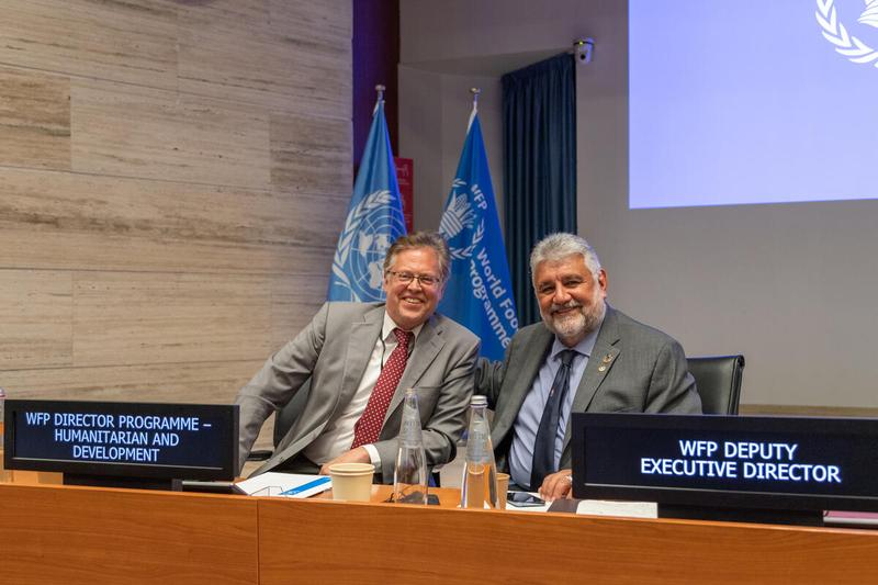 Mr Amir Mahmoud Abdulla, Deputy Executive Director United Nations World Food Programme and Mr. David Kaatrud, Director, Humanitarian and Development Division. Photo: WFP/Massimo Tartaglia