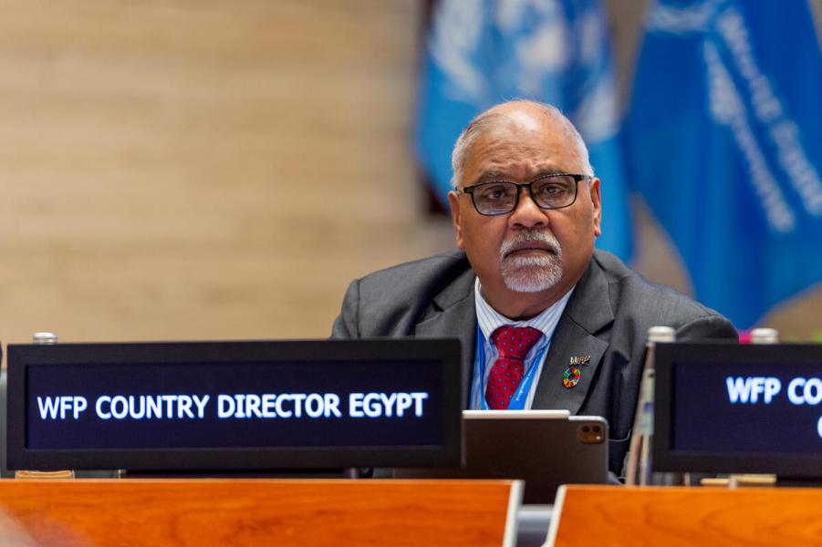 Mr. Praveen Agrawal, WFP Country Director (Egypt) during the "Country Capacity Strengthening" Side event on the margins of the Second Regular Session of the Executive Board (EB.2/2022).